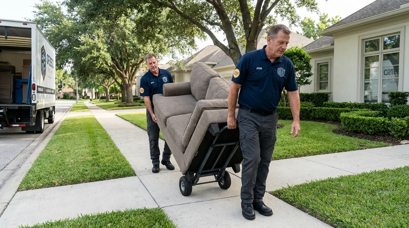 Local residential moving crew loading furniture in Arroyo Seco, NM
