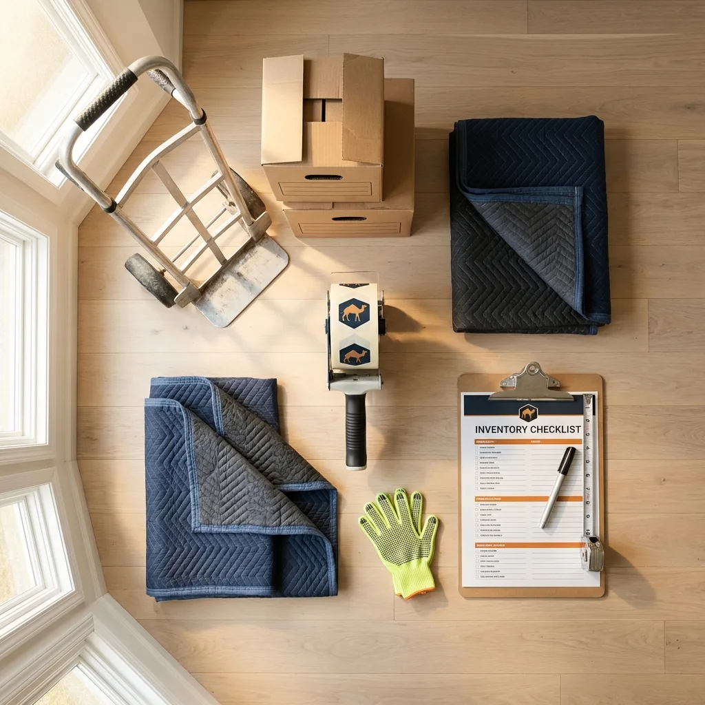 Professional moving supplies and packing materials layout for Arroyo Seco residential relocations